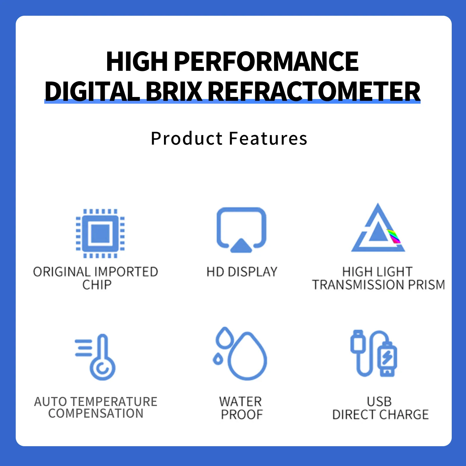 REVASRI Digital Brix Refractometer Rechargeable Brix Meter for Liquid Sugar Content with LCD, 0-55% Range ±0.2% Accuracy