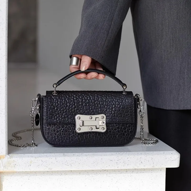 

Сумка из натуральной кожи для телефона, новая высококачественная сумка через плечо из коровьей кожи с замком, изысканная трендовая модная мини-сумка через плечо