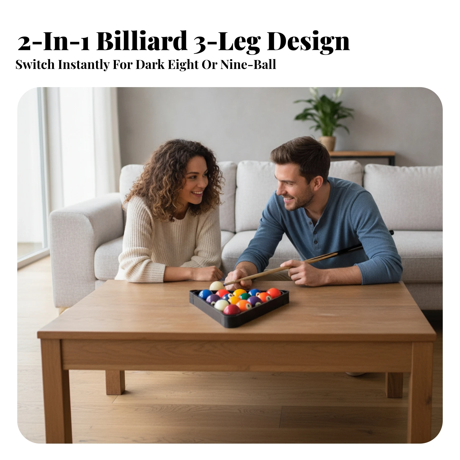 2-in-1 Billiard Rack Pool Table Ball Holder Sports Accessory Molded Flat Base Edges 2-1/4 Inch Cue Ball Rack Rack Stable