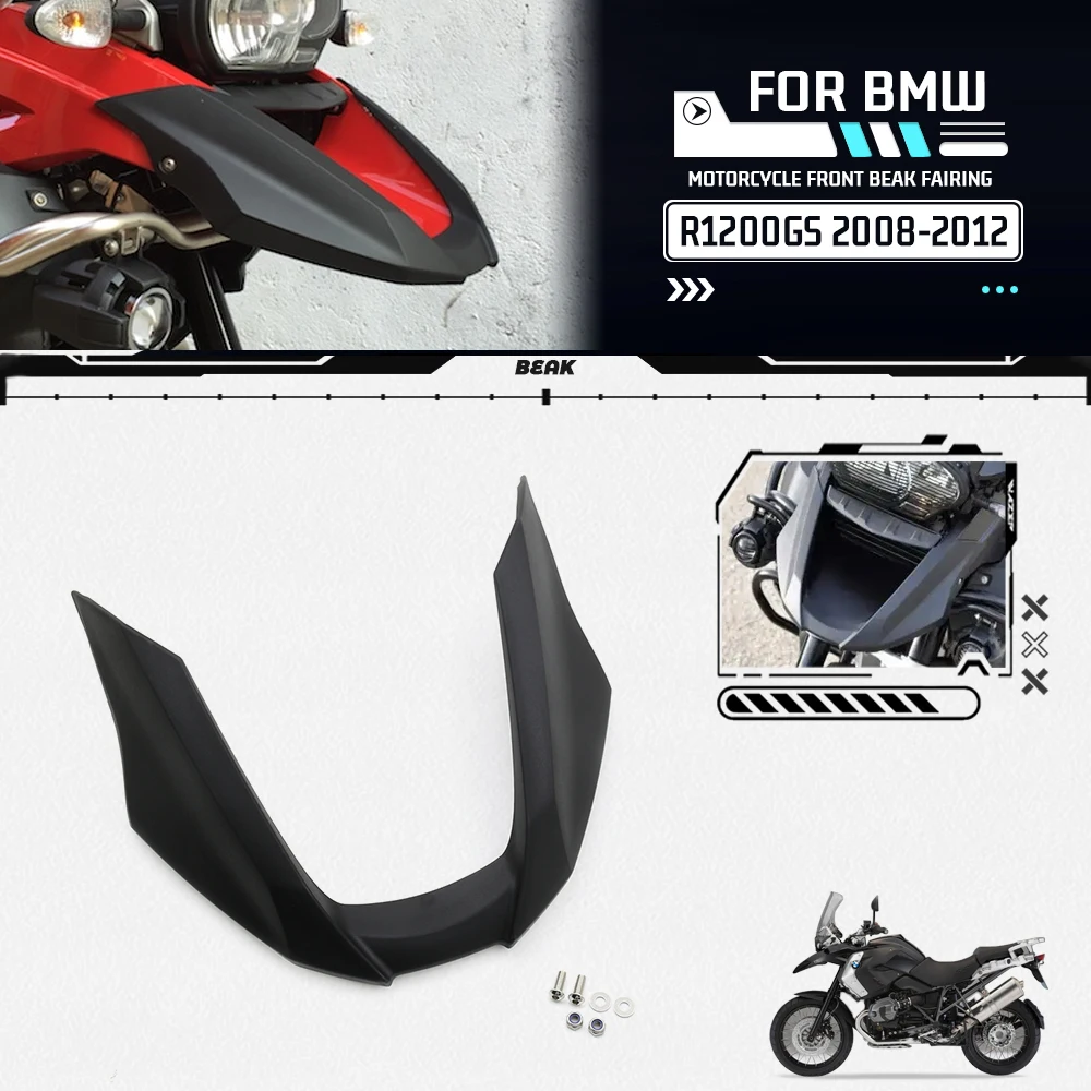 For BMW R1200GS R 1200GS R1200 GS 2008-2012 Motorcycle Front Fender Beak Extension Wheel Cover Wing Spoiler 2009 2010 2011