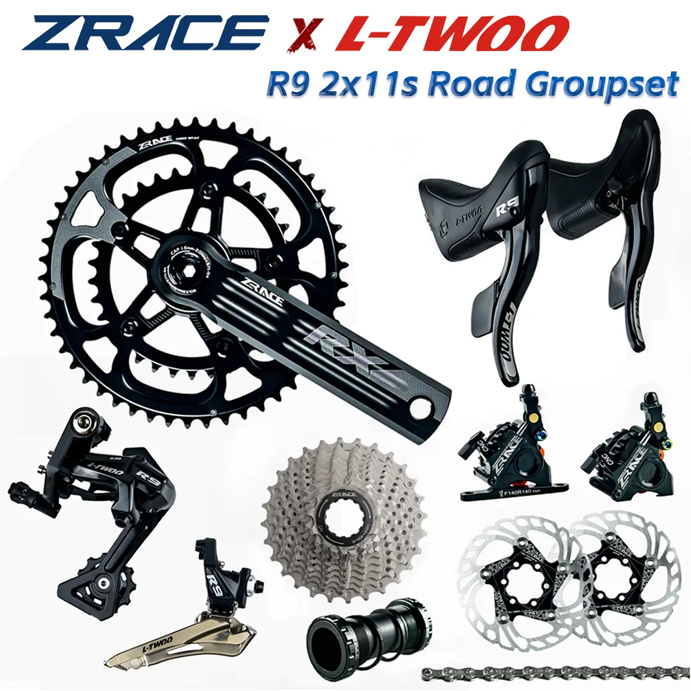 LTWOO R9 + ZRACE Crank Hydraulic Disc Brake Cassette Chain 2x11 Speed, 22s Road Groupset, for Road bike Bicycle 5800, R7000