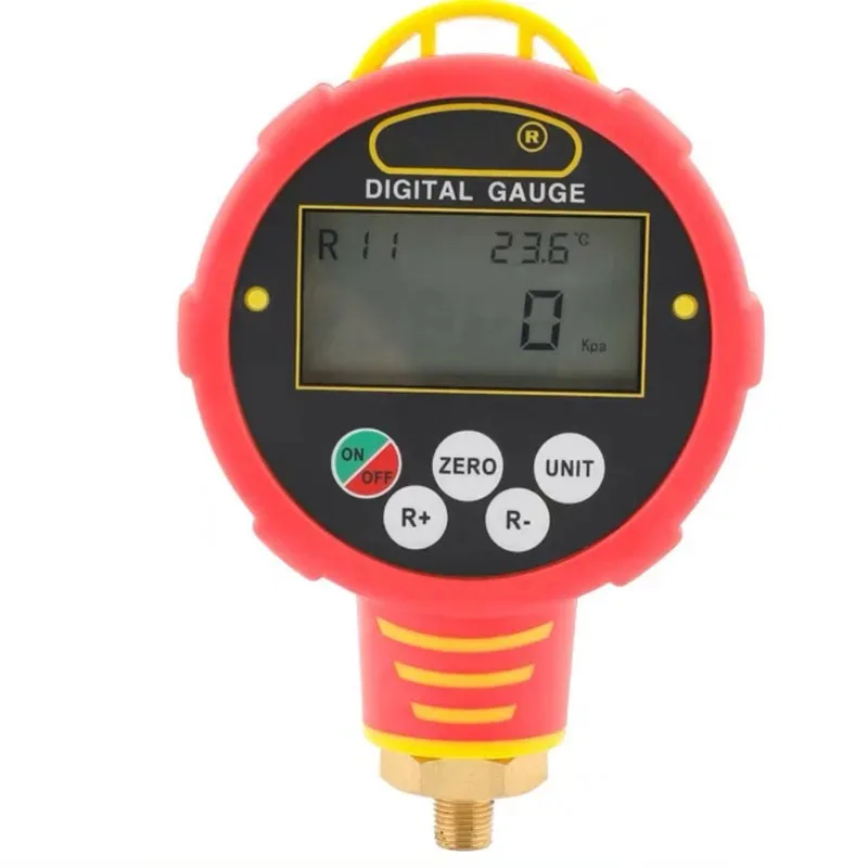 Digital Refrigerant Pressure Gauge HVAC Air Conditioning Repair Pressure Meter Temperature Display Zero Calibration