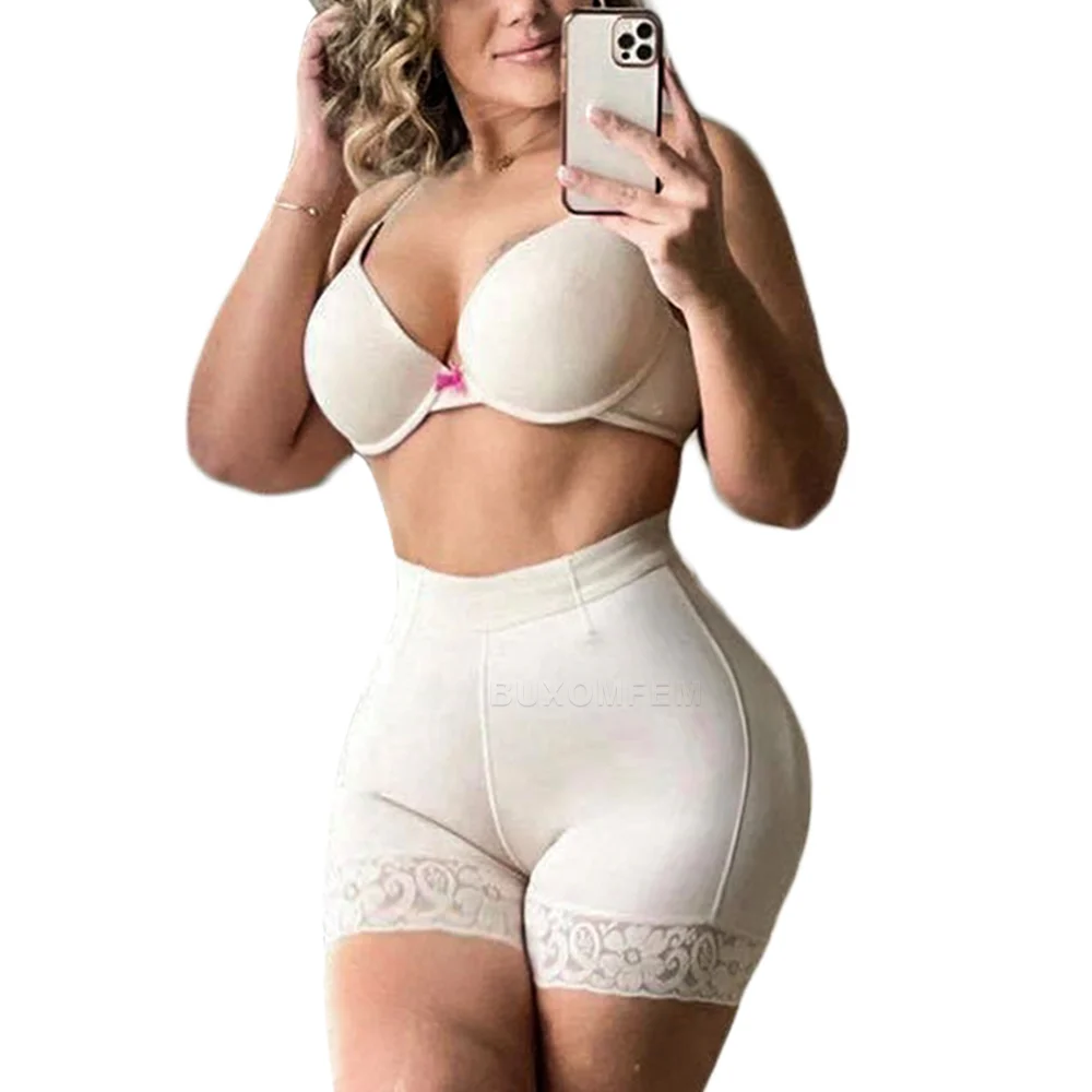 Postpartum Recovery Elastic Mesh Fabric with High Waist Charming Curves Short Butt Lift Girdle Stretchy Shaped Shorts for Women