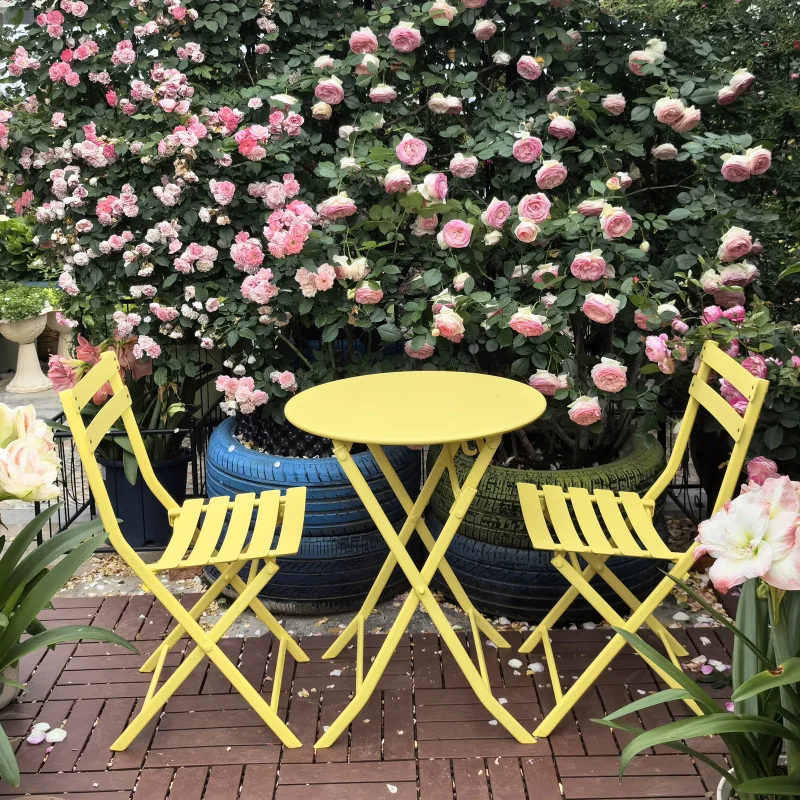 3 Piece Patio Bistro Set Of Foldable Round Table Chairs Durable Surdy Folding Design Minimalistic Look Provide Stable Structure