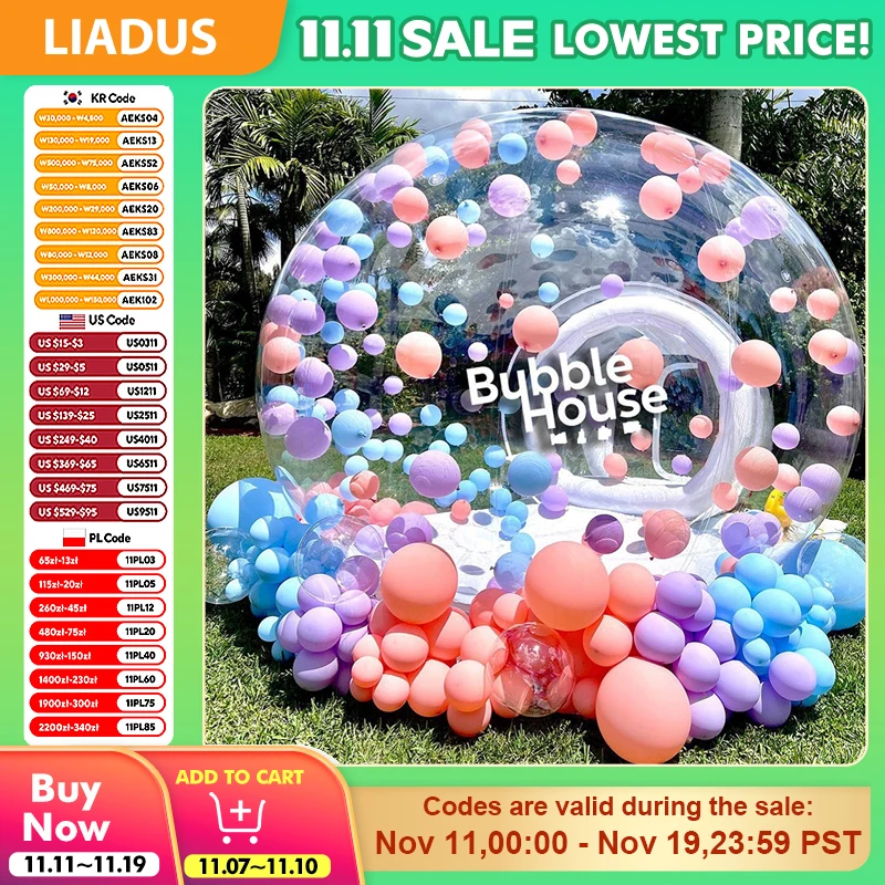 

8.2/10/16.5FT Inflatable Bubble House With Blower& AIR Pump Bubble Tent Waterproof Transparent Dome For Home Party Parks Event