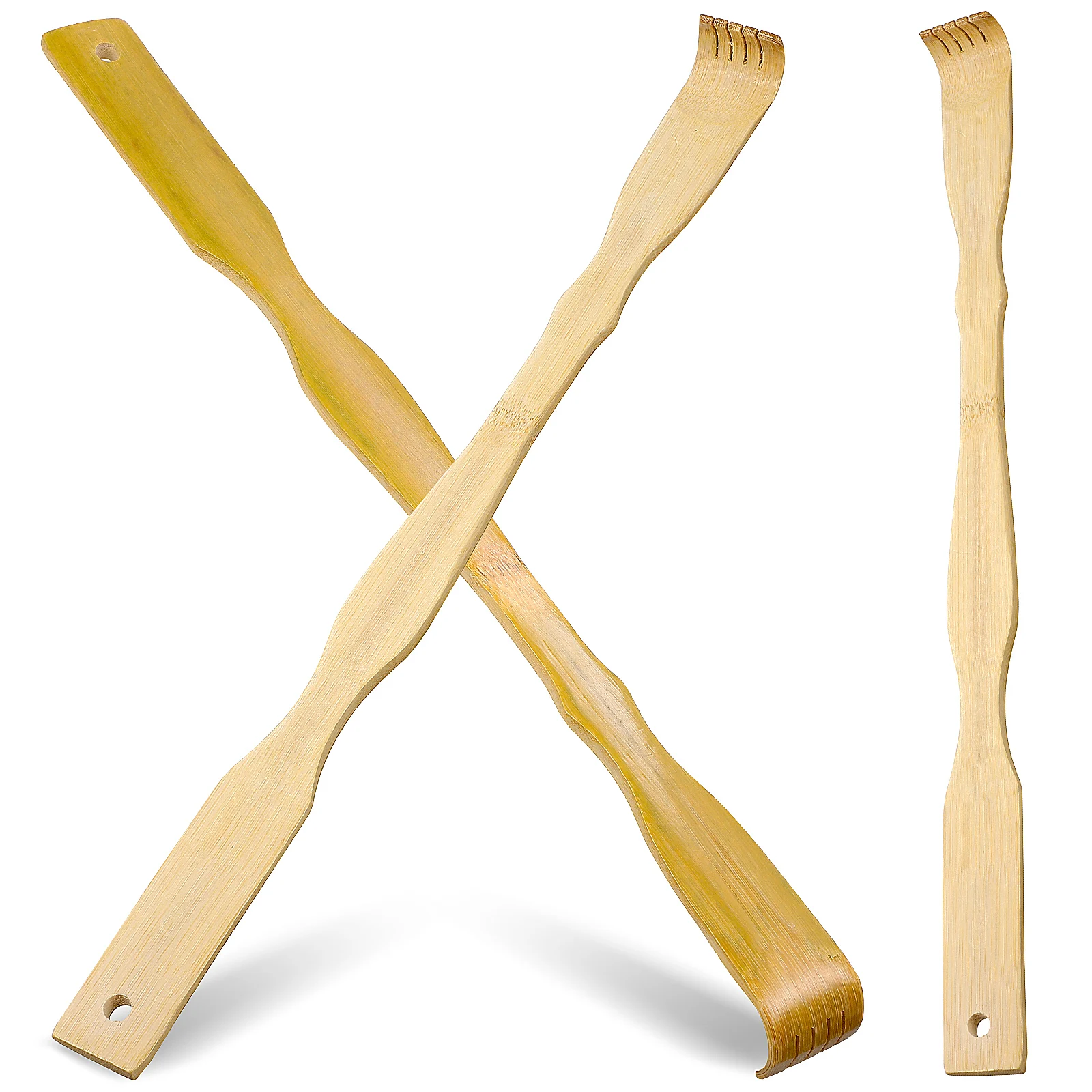 

3pcs Bamboo Back Scratcher Premium Wood Long Handle Smooth Rounded Lightweight Claw Hanging Hole Unisex Men Women for Back