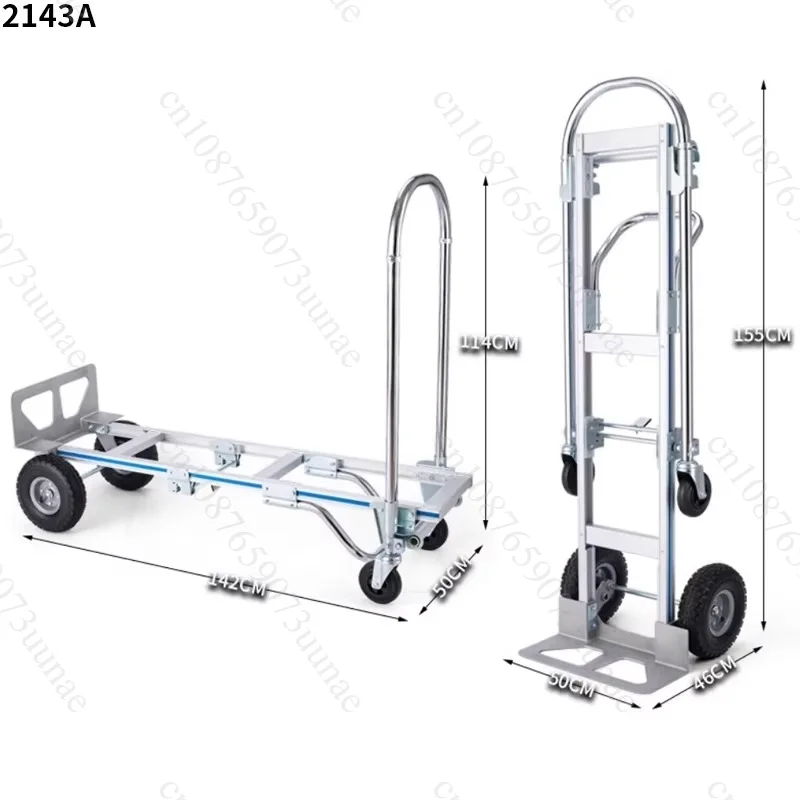 Aluminum Alloy Folding Platform Hand Truck 4 Wheel Trolley Heavy Load Cart for Warehouse Logistics Transport