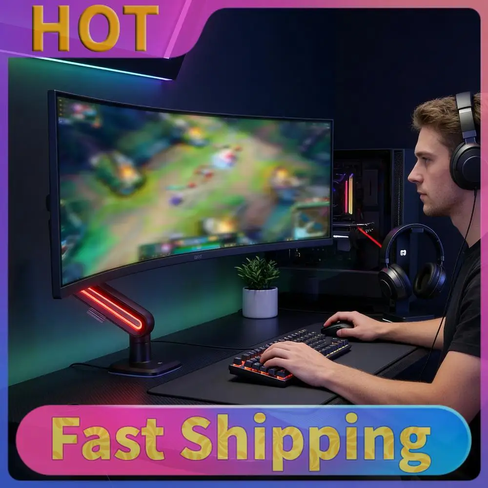 

Gaming Monitor Mechanical Arm Load Up To 20 KG Multi Angle Adjustable Rack RGB Long Arm Extension Rod for 32 To 60 Inches Screen