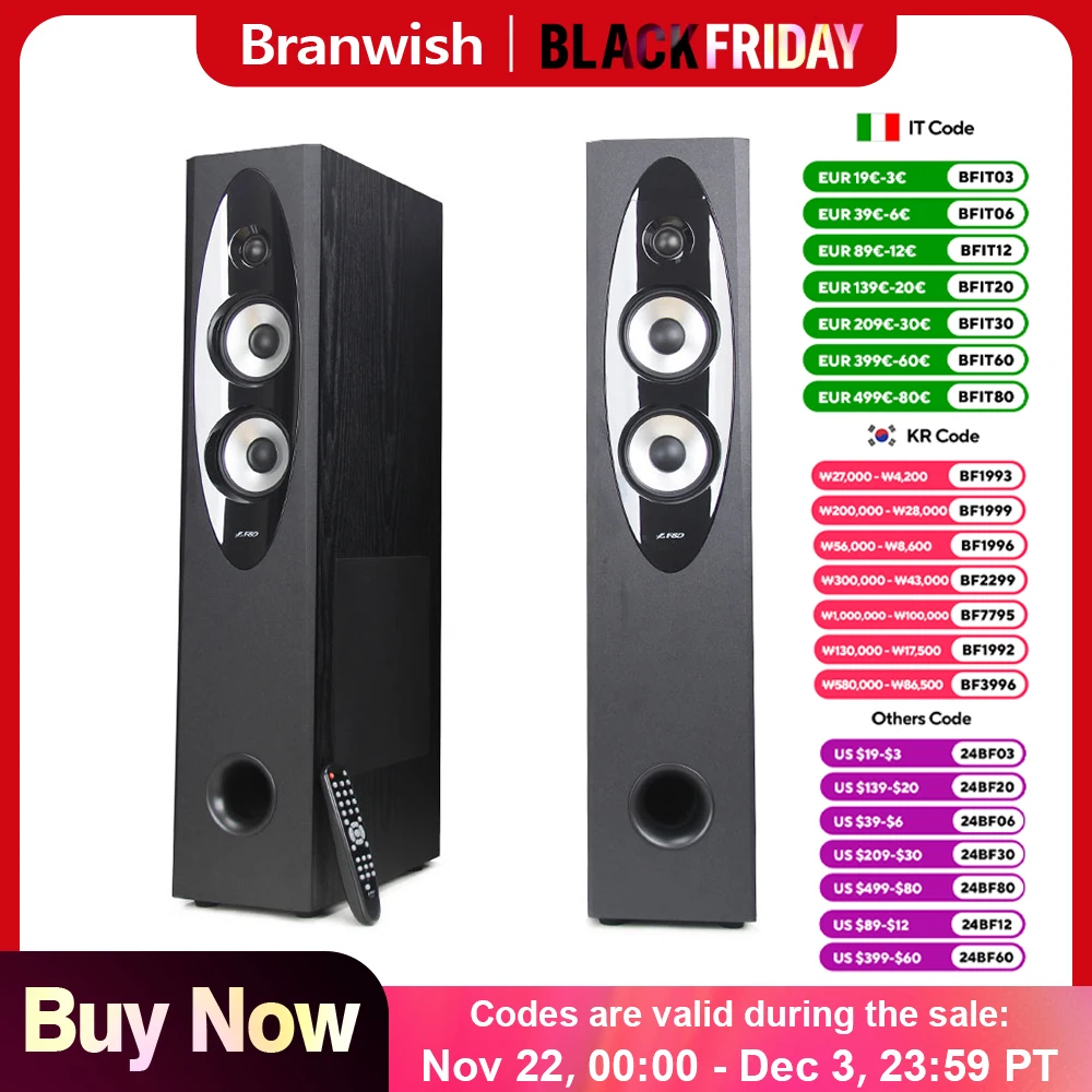 A Pair 120W High-power 8 Inch Floor-standing Three-way Speaker With Dual Bass Home Theater Hifi Fever Bluetooth Active Speaker