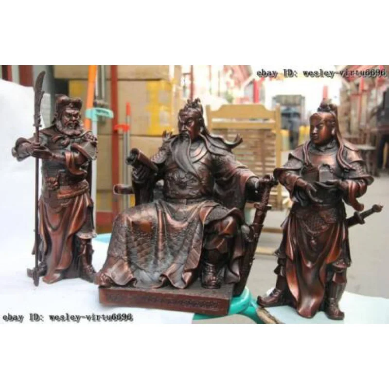 Bronze Copper Three Kingdoms Guan Ping Zhou Cang Guan Gong Guan Yu warrior Set