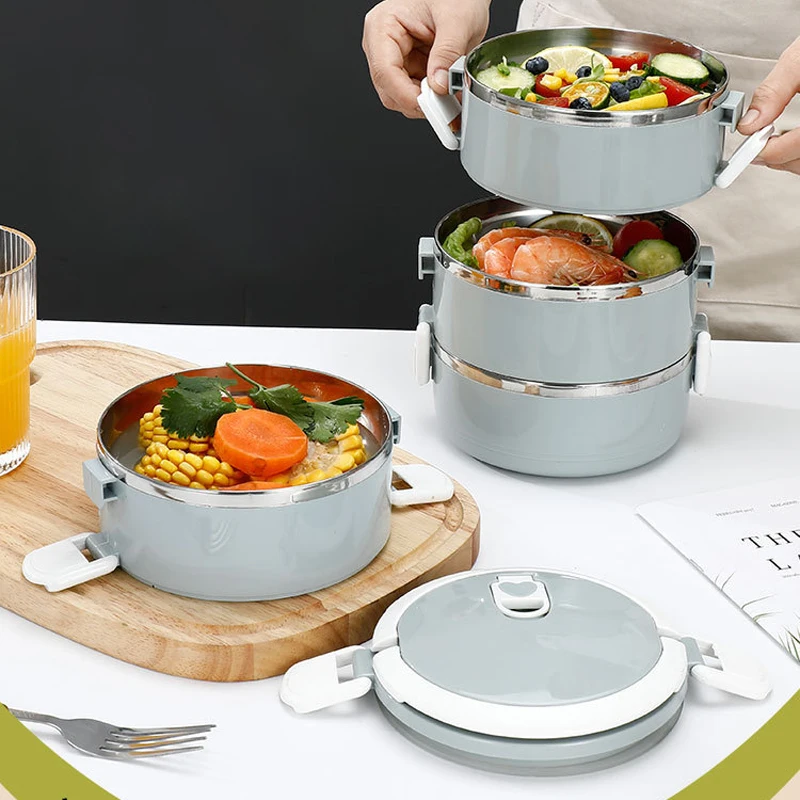 304 Stainless Steel Insulated Lunch Container Multi-Layer Portable Bento Box with Secure Lock Clasps Thermal Food Lunch Bucket - view 6