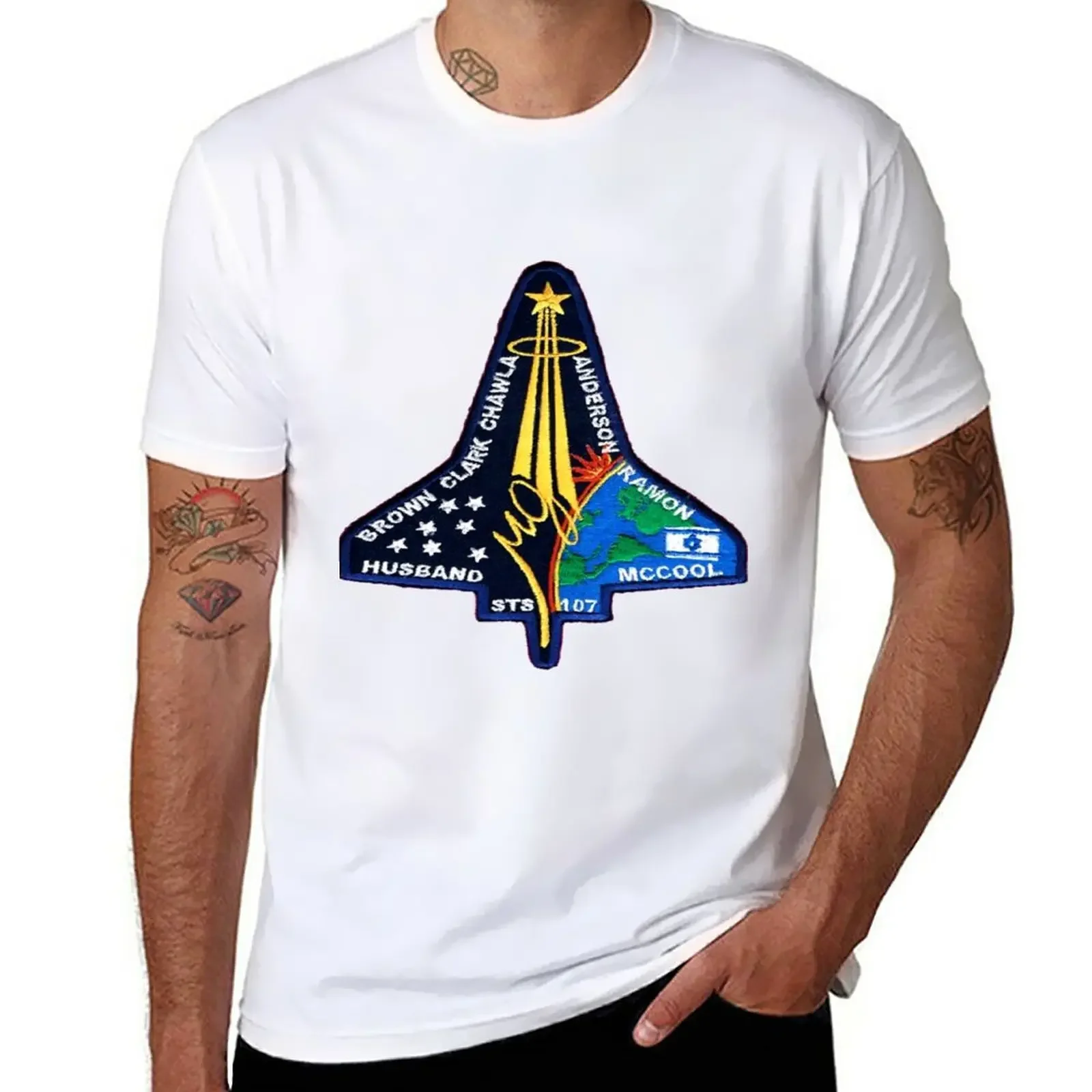 New STS 107 Mission Patch of Ilan Ramon T-Shirt summer top graphics t shirt Short sleeve tee t shirt man men graphic t shirts