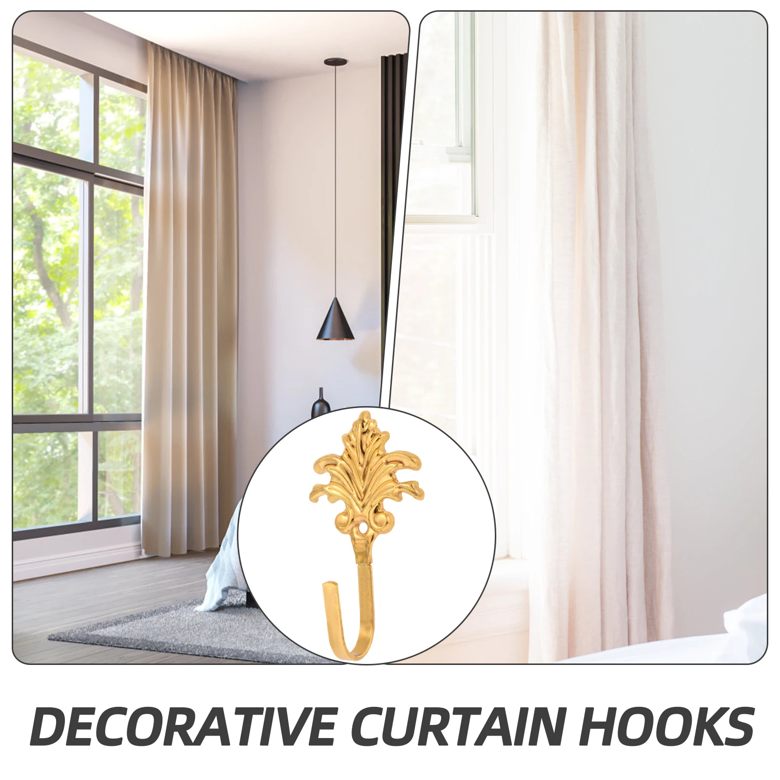 

2pcs Curtain Tiebacks Hooks Holdbacks Wall Mounted Simple Design Reliable Material Bedroom Dining Room Curtains Decor