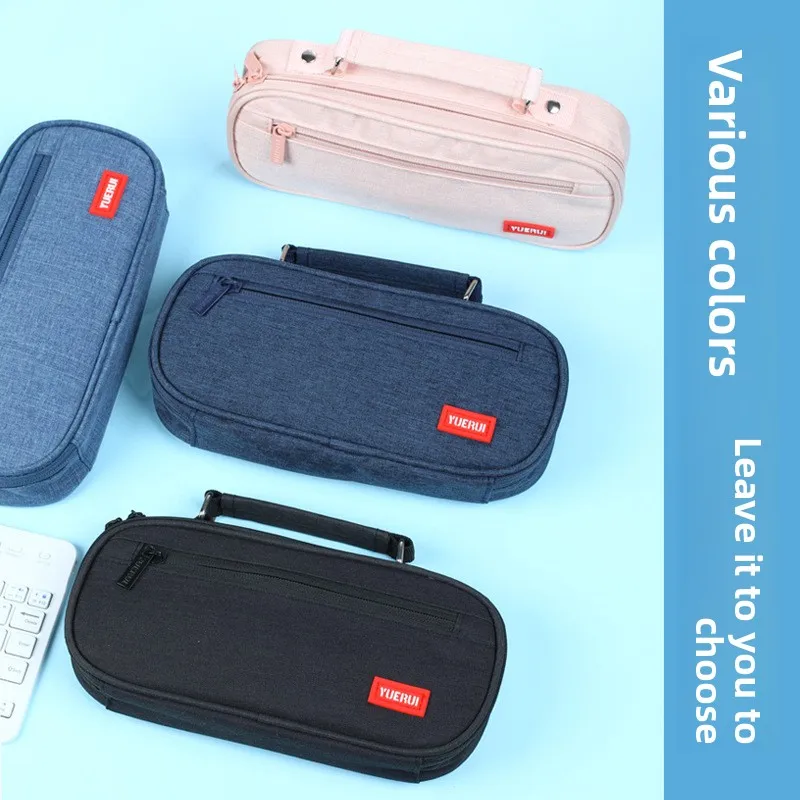 Large Capacity Pencil Case, Convenient for Students To Carry, Double Zipper Pencil Storage, Canvas Side Bag, Stationery Box.