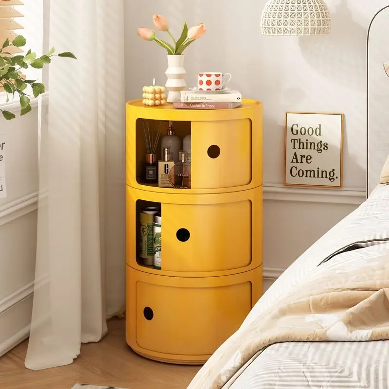 Nordic INS Circular Night Tables Modern Creative Storage Drawer Bedroom Cabinets Simple Plastic Round Mini Besidetable Furniture