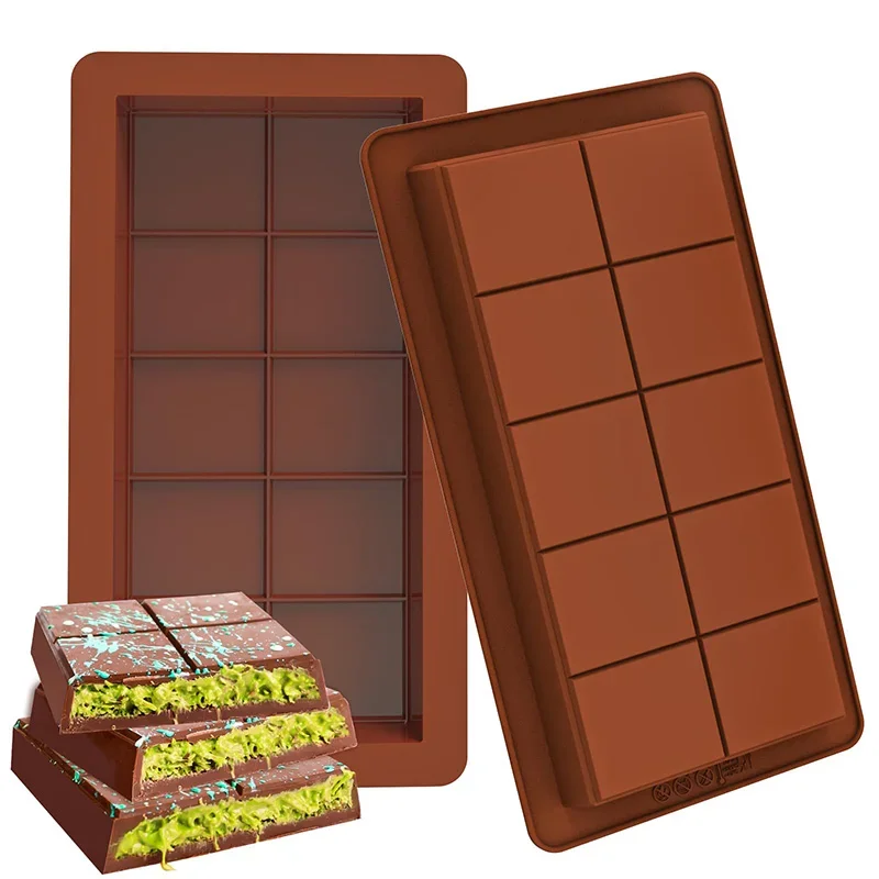 Chocolate Bar Mold Non-Stick Reusable Food Grade Silicone Break Apart Chocolate Bar Mold for Dubai Chocolate Bar Pistachio