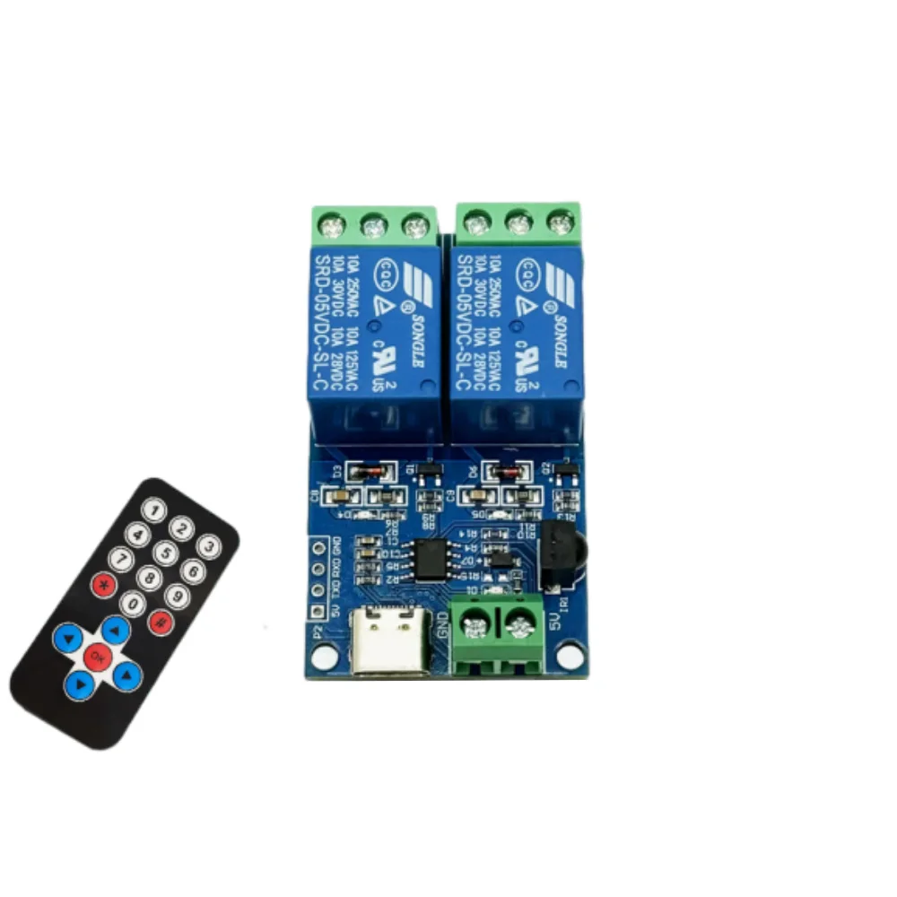 5V Infrared Remote Control Wireless Relay Module Jog Self-Locking Interlocking 2 Way Smart Relay For Access Control Garage Door