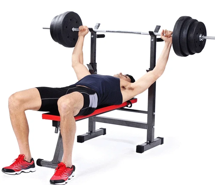 Hot sale flat weight bench adjustable foldable bench press weight lifting barbell plate rack