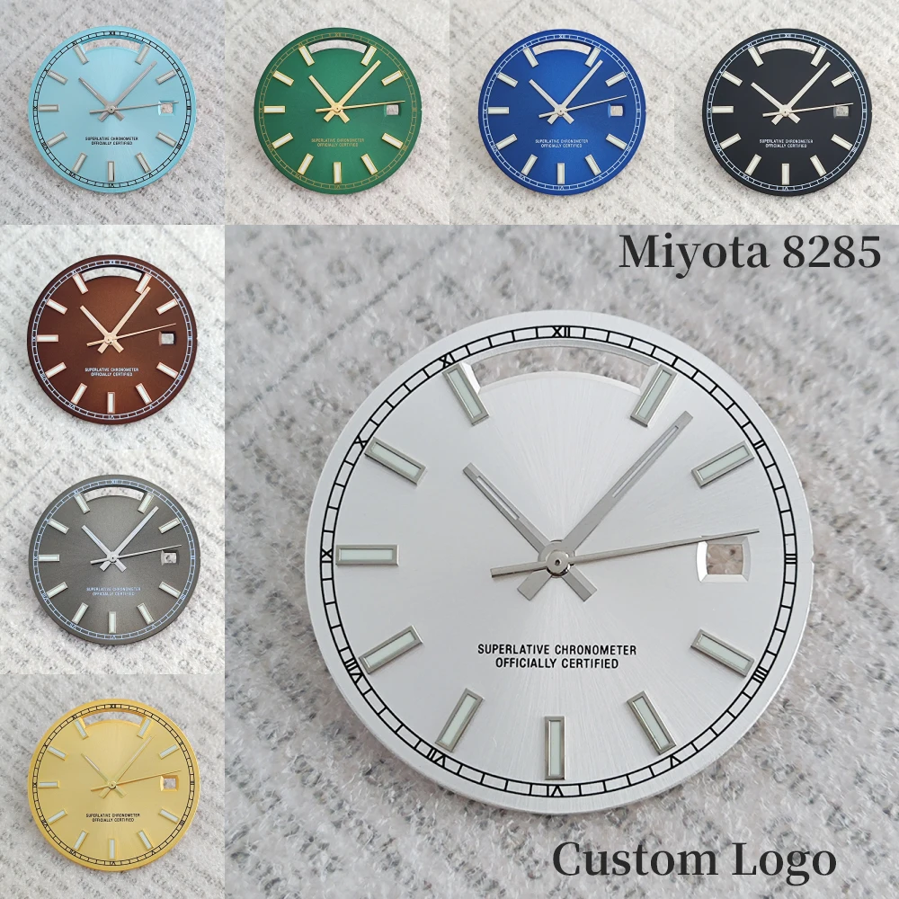 

Miyota 8285 custom logo watch dial 31mm dial roman numerals dial green luminous dial Fit Miyota 8285 movement watch accessories
