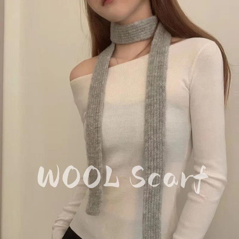 

Вязаный шарф в корейском стиле, женские зимние теплые шарфы, однотонный кашемировый дизайн, утолщенная шаль, мягкая длинная шея из пашмины, новинка 2023 г.