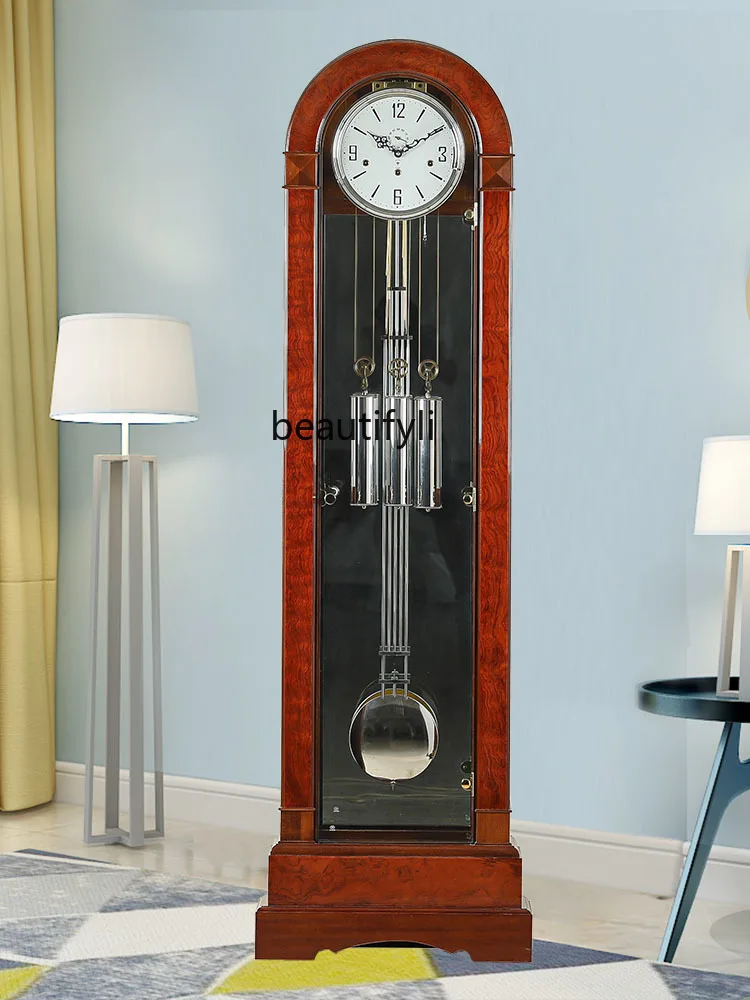 Luxury Mechanical Floor Clock See-through German 12 Tone Drawstring Movement Classic Retro Master Clock