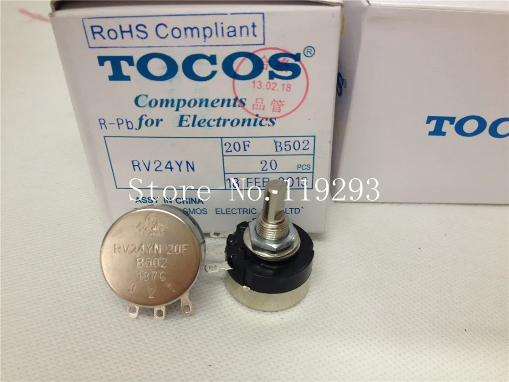 [LAN]Japan's imports of carbon RV24YN TOCOS Potentiometer switch B502 B5K 20MMF game with half shaft--10pcs/lot