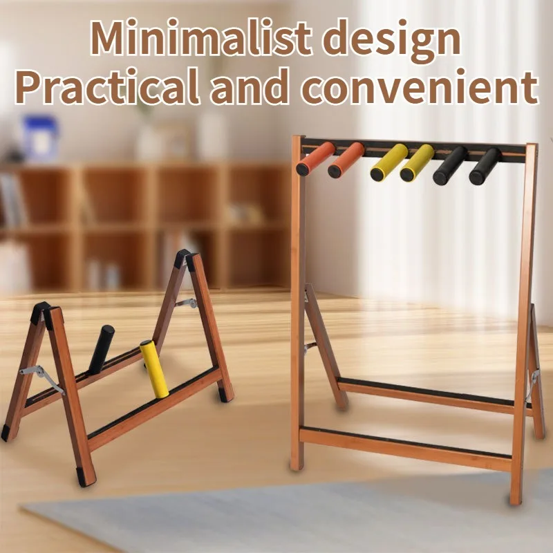 Solid Wood Multiple Guitar Stand Foldable Adjustable Floor-standing Stable Durable Guitar Stand Musical Instrument Accessories
