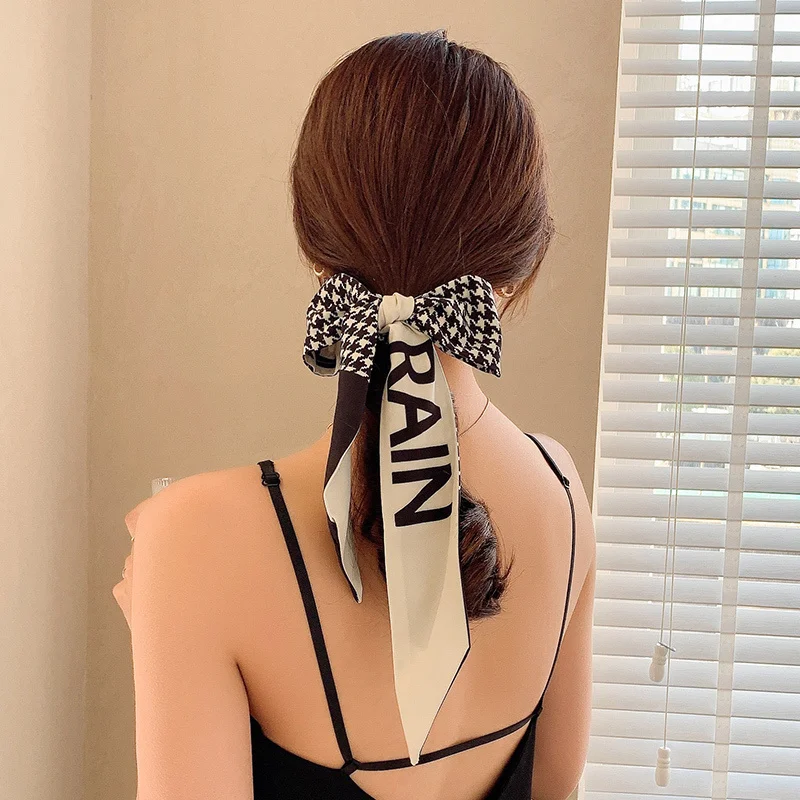 2021hot Headband Multicolor Printed Silk Scarf Hair Bands Female Hair Binding Accessories Head Rope French Ribbon Bow Headdress