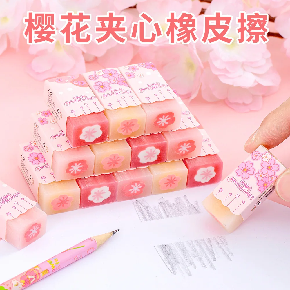 الإبداعية زهر الكرز ساندويتش ممحاة الأطفال لطيف عالية القيمة أقل الفتات ممحاة طلاب المدارس الابتدائية يمكنها شريحة ممحاة