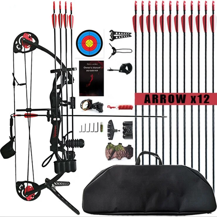 

Набор блочных луков и стрел, охотничье детское оборудование для стрельбы из лука, сумка для лука из смешанного углерода, набор композитных луков