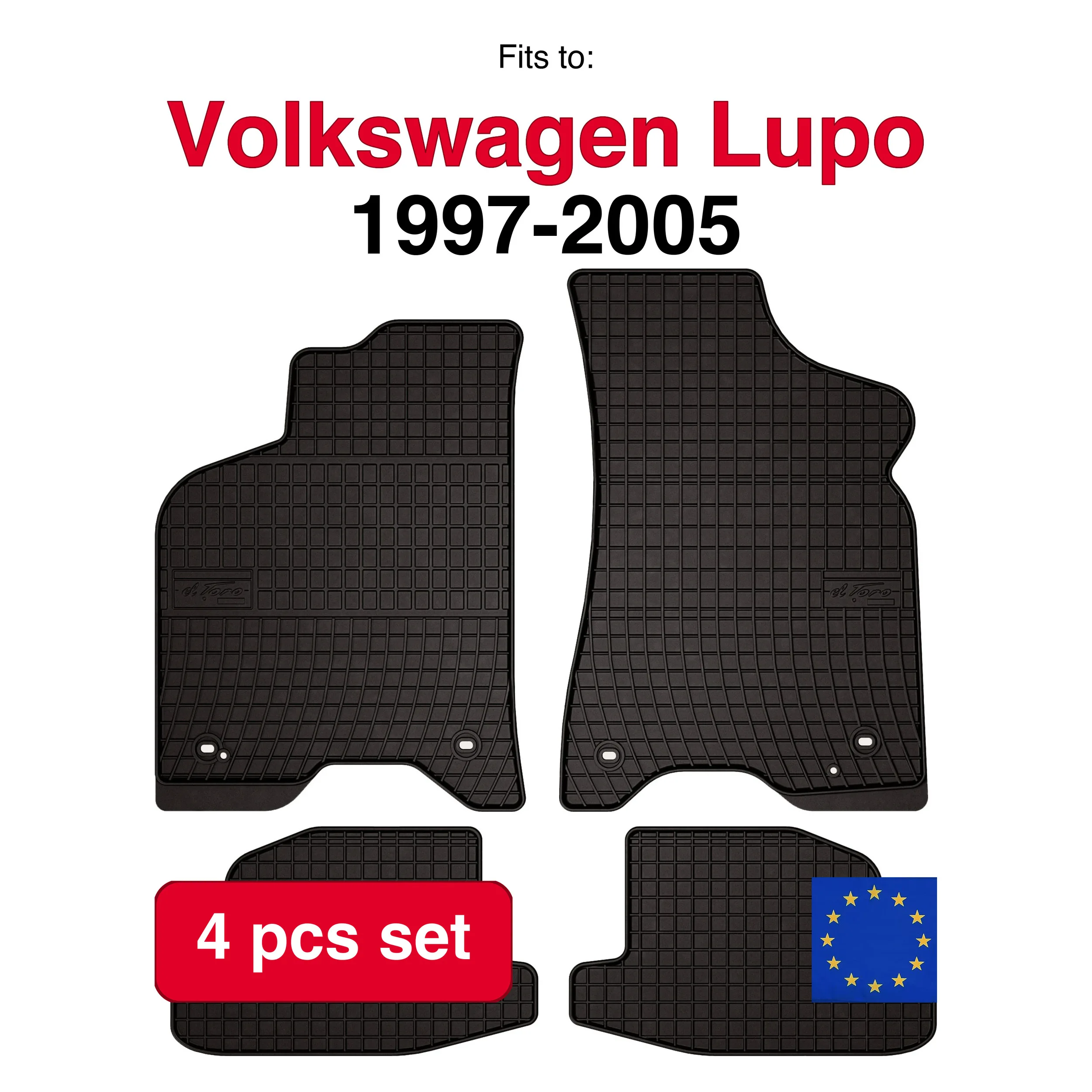 Rubberen autodeken voor Seat Arosa hatchback (1997-2005) -Zwart passend (4 stuks)