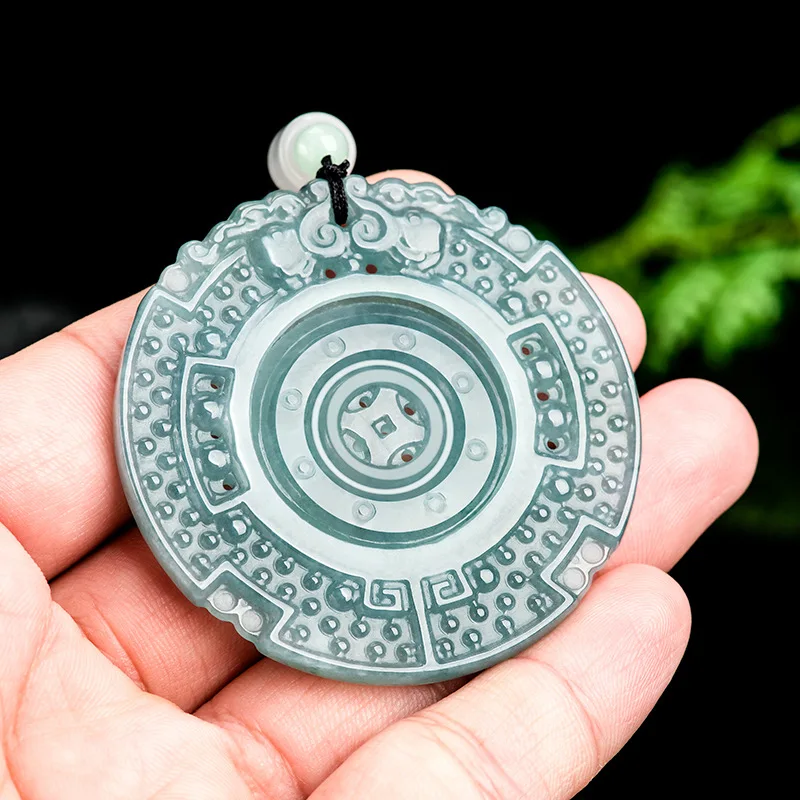 جديد عصري الطبيعية A-الصف الجاديت المياه الزرقاء العتيقة نمط قلادة من اليشم النقل الراقية المعلقات الرجال والنساء #3