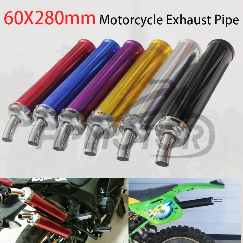 Universal 60x280mm Metal Motorcycle Racing Exhaust Muffler 2 Stroke for 50cc-250cc Street Scooter Motocross