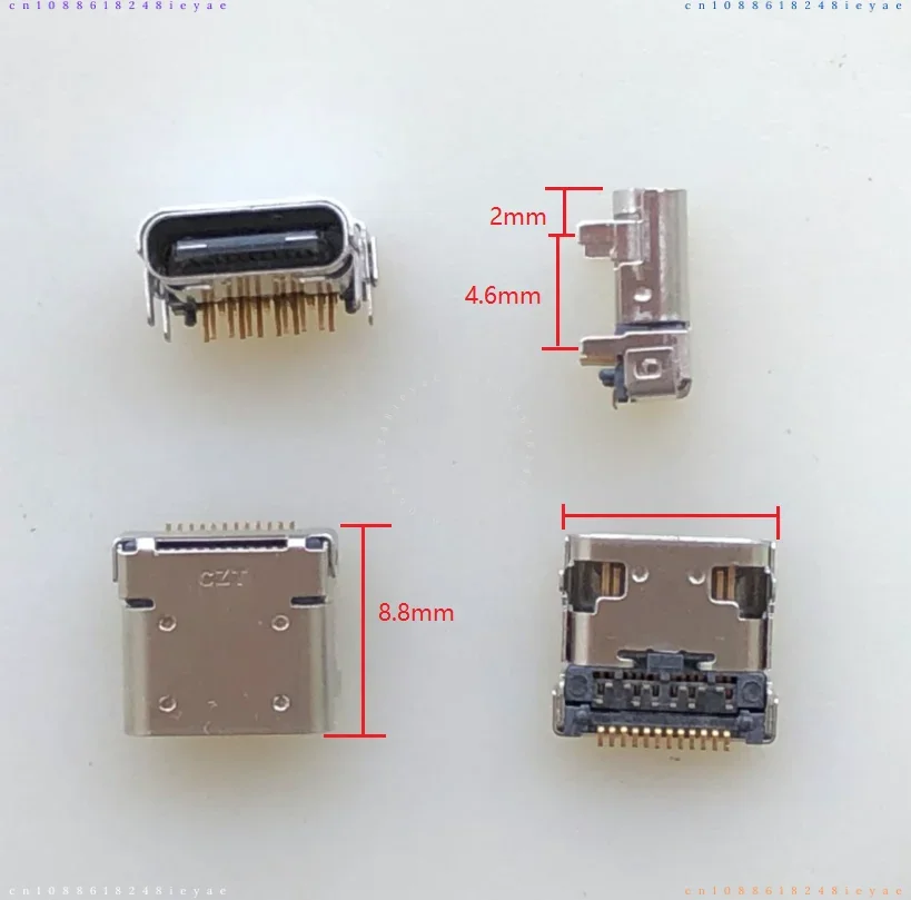 

New USB TYPE/C Female Seat, Front Plug and Rear Stick DIP + SMT Gold Foot 24P Short 8.8mm