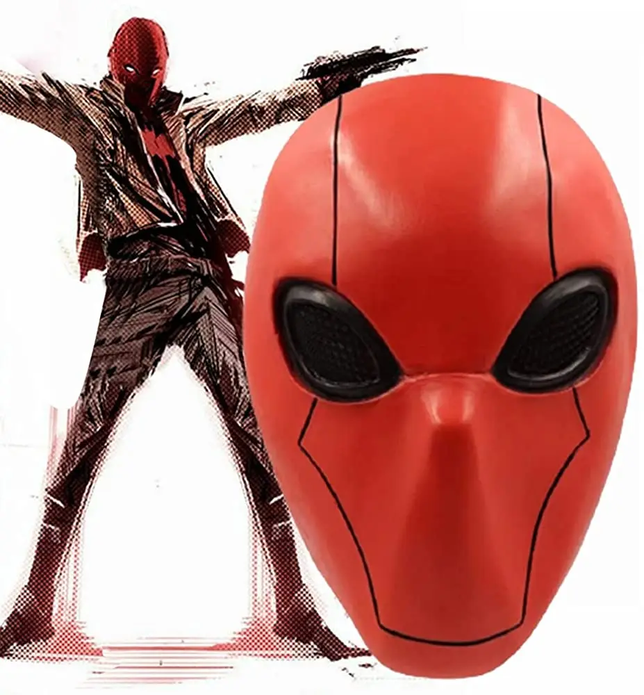 Red Hood Mask Full Head Latex Helmet with Mesh Eye Game Cosplay Costume Props