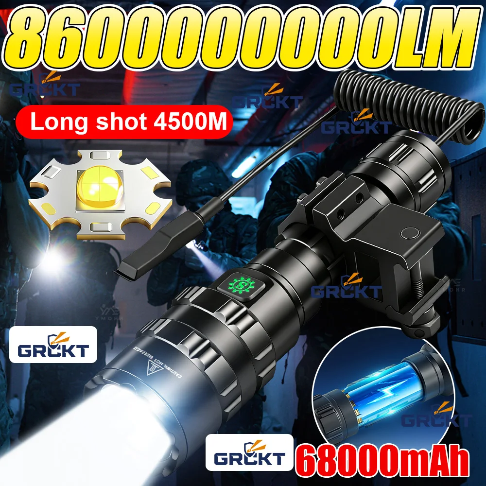 8600000000LM LED High Power LED Flashlights Very Strong Tactical Torch USB Rechargeable Hand Lamp Camping Emergency Zoom Lantern