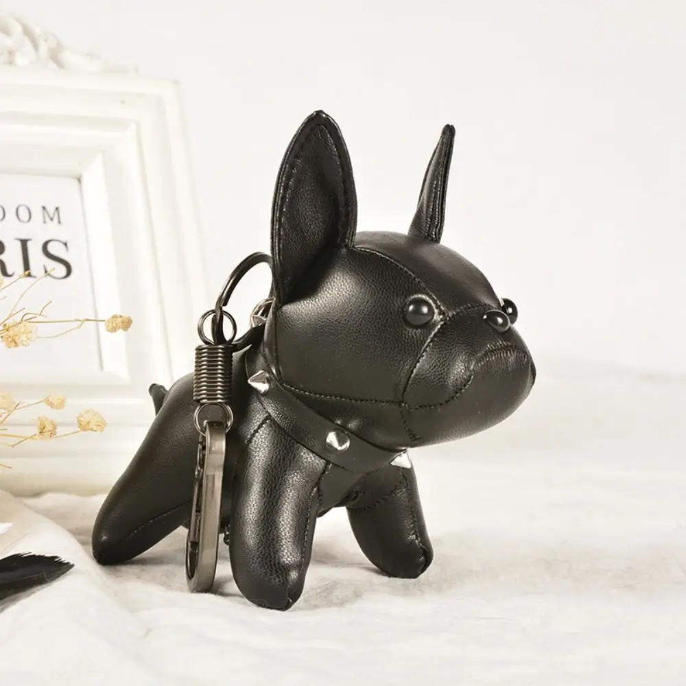 Fashion Cute Chubby Leather Keychain Cartoon Charm Dog Pendant French Bulldog Exquisite Dog Friend