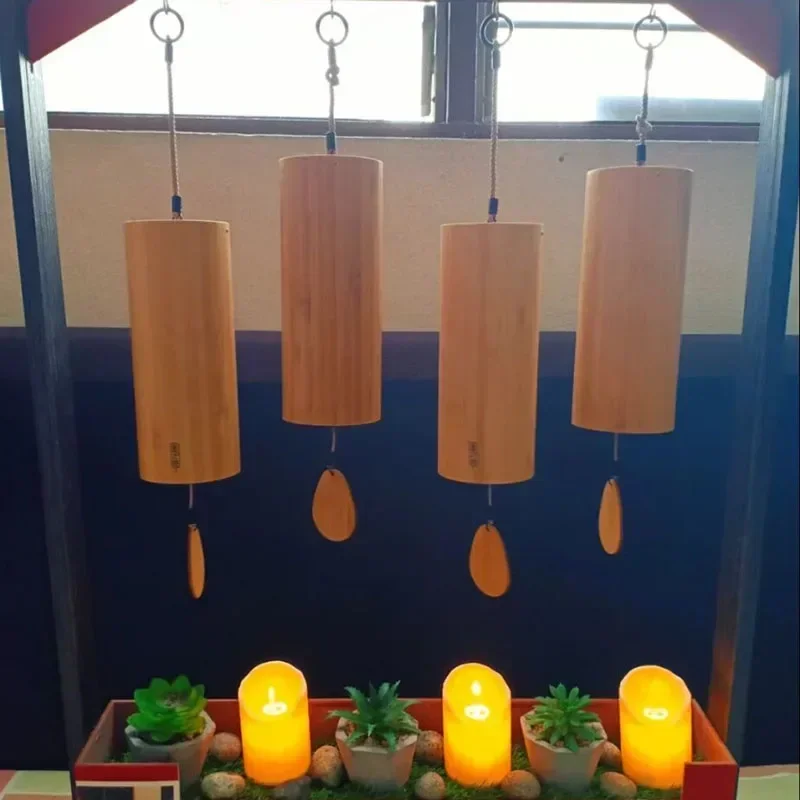 الخيزران الرياح الرنين الصينية نمط حديقة زينة غرفة نوم جدار الخيزران المعلقات تأثيث المنزل الديكور الرياح #2