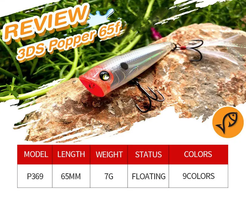 7g 65mm Surface Popper Fishing Lures Long Casting Artificial Hard Bait Topwater Pencil Swimbait Wobblers for Pike Perch Supplies
