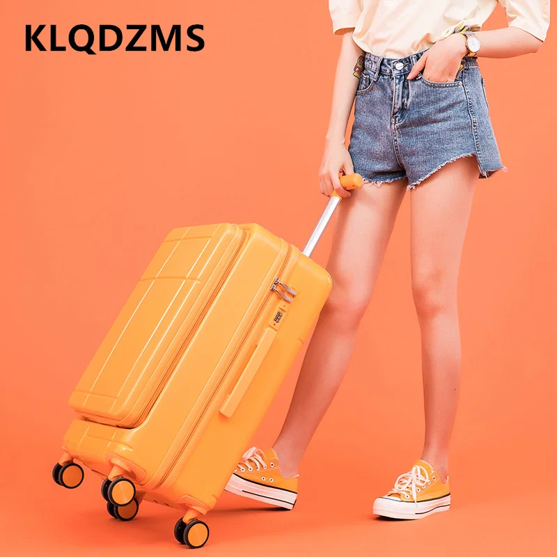 Klqdzms 20 "24 Inch Bagage Reisset Voor Opening Laptop Boarding Case Abs + Pc Trolley Case Trolley Stijl Reistas Koffer