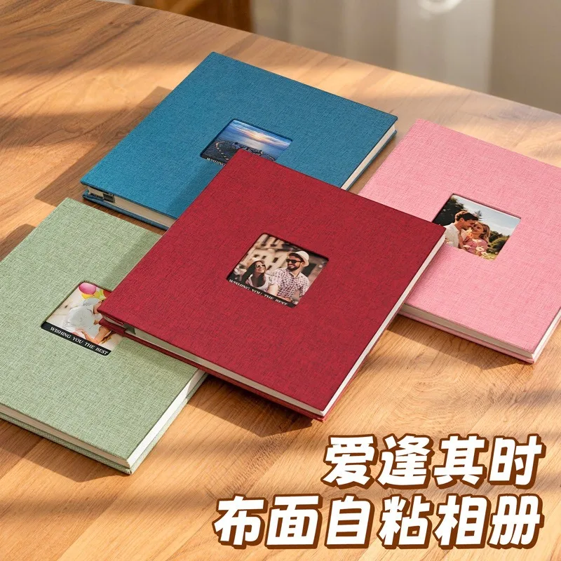 Fabric Self Adhesive Photo Album Large Capacity Couple Memory Book Travel Wedding Gift Event Photo Storage Scrapbook & Keepsake