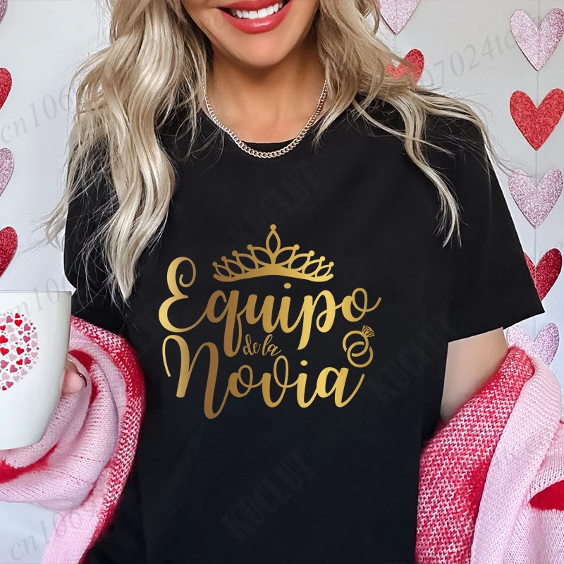 Spanish Girls Bachelorette Hen Party Blouses Harajuku Team Bride Squad T-Shirt Women Single Farewell Tops Bridal Wedding Tees