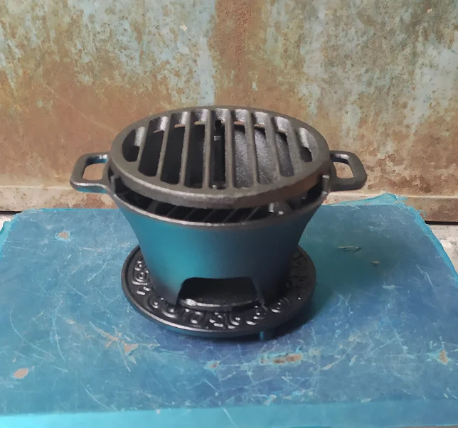 Mini Cast Iron Charcoal BBQ Grill Barbecue Buffet One Person Portable Heating Small Brazier Cooking Tea Coffee Boiling Water Sto