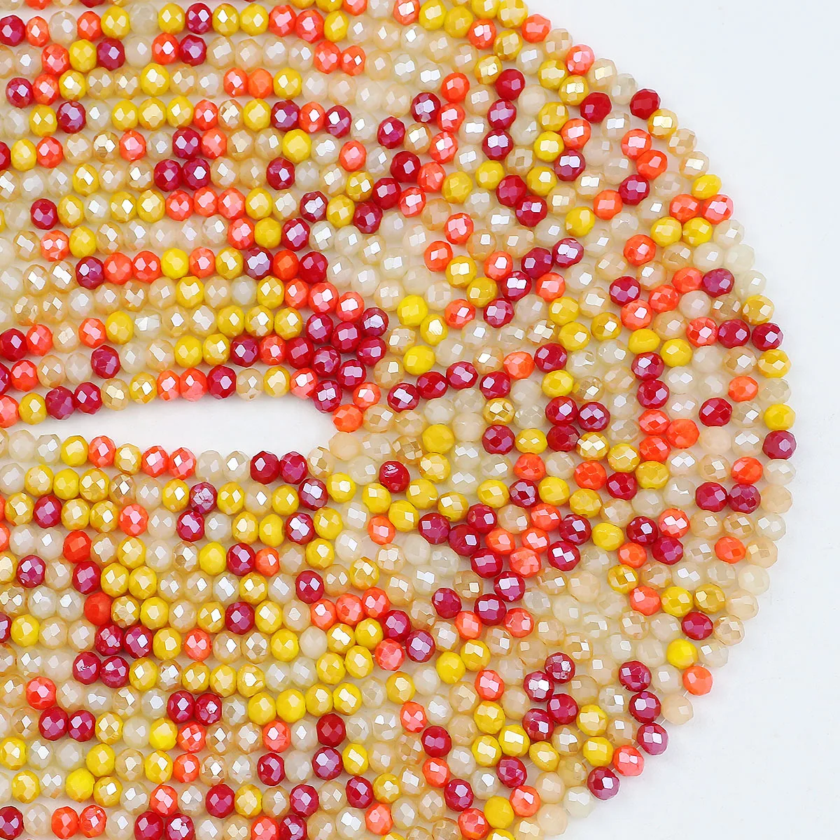 4mm 100/200/400 Stück Rot Gelb Mix Flache Runde Spacer Perlen Facettierte Kristallglasperlen Für Schmuckherstellung DIY Armbänder Halsketten