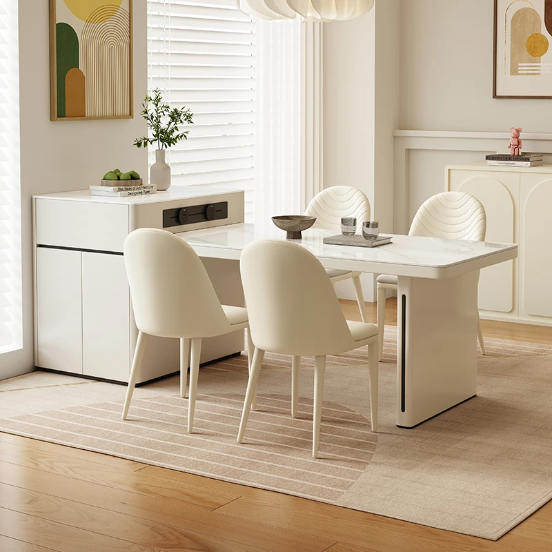 

Nordic Luxury Cream Style Quartz Kitchen Island Extendable Dining Set Multifunctional Compact Modern Luxury Furniture FYDT​