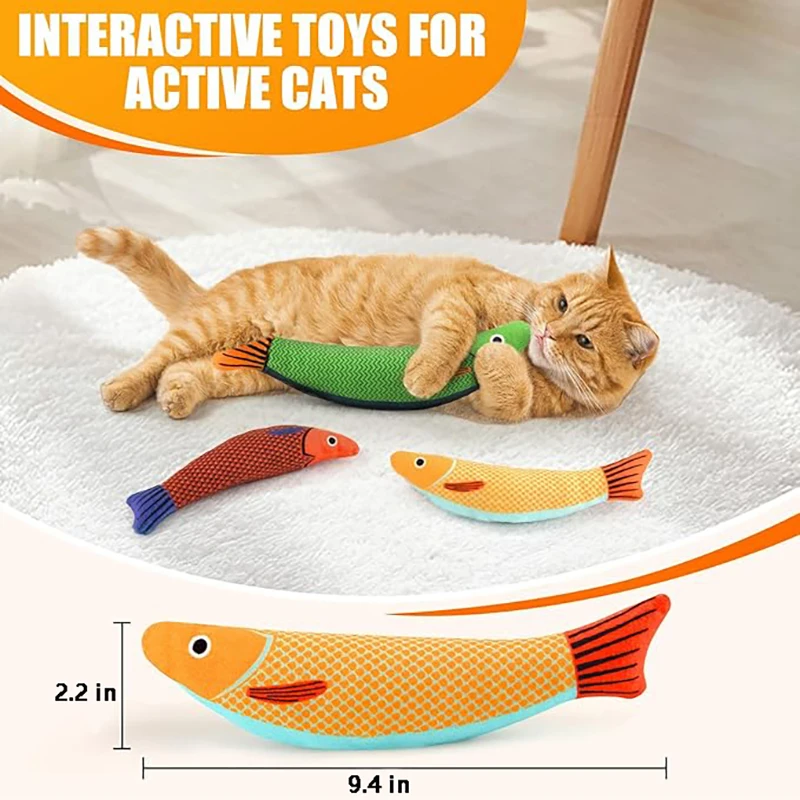 Cat Toys Saury Fish, Soft Durable Cat Catnip Crinkle Sound Toys Pet Accessories, Interactive Cat Kicker Toys for Indoor Kitten