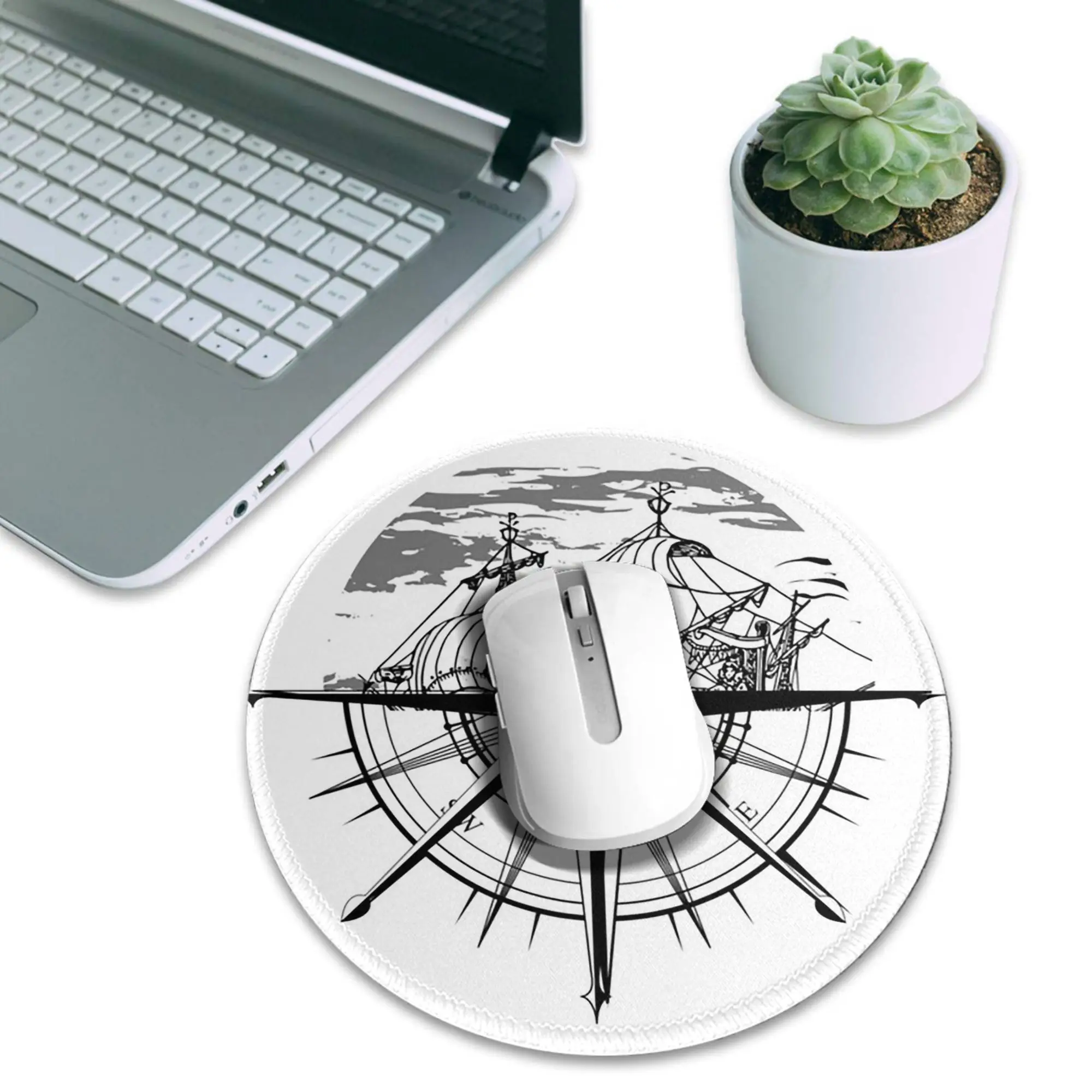 Nautical Compass Captain Anchor Boat Mouse Pad Computer Keyboard Mouse Mat Gaming Laptop Desk Mat Office Accessories Table Mats