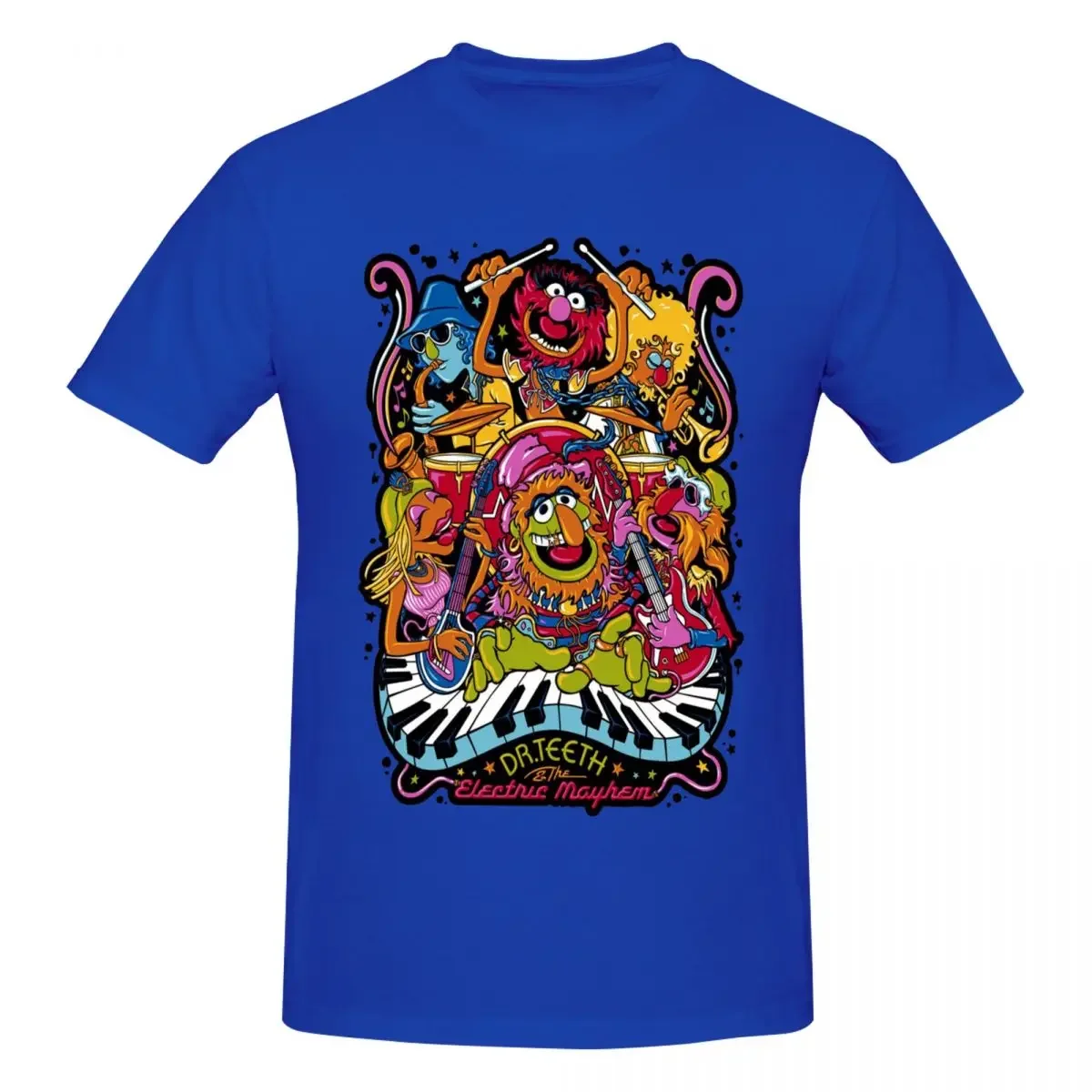 New Pure Cotton Clothing Round Collar Tee Shirt Adult T-Shirts Men's s Animal  Teeth And The Electric Mayhem T Shirts