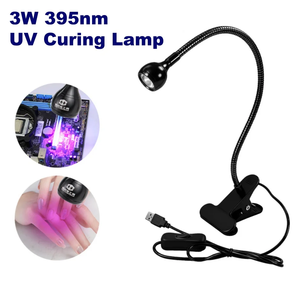 3W 395nm UV Curing Lamp Fluorescent Inspection Lamp UV Curing Lamp For Green Oil Ink Curing Shadowless Epoxy Bonding Light