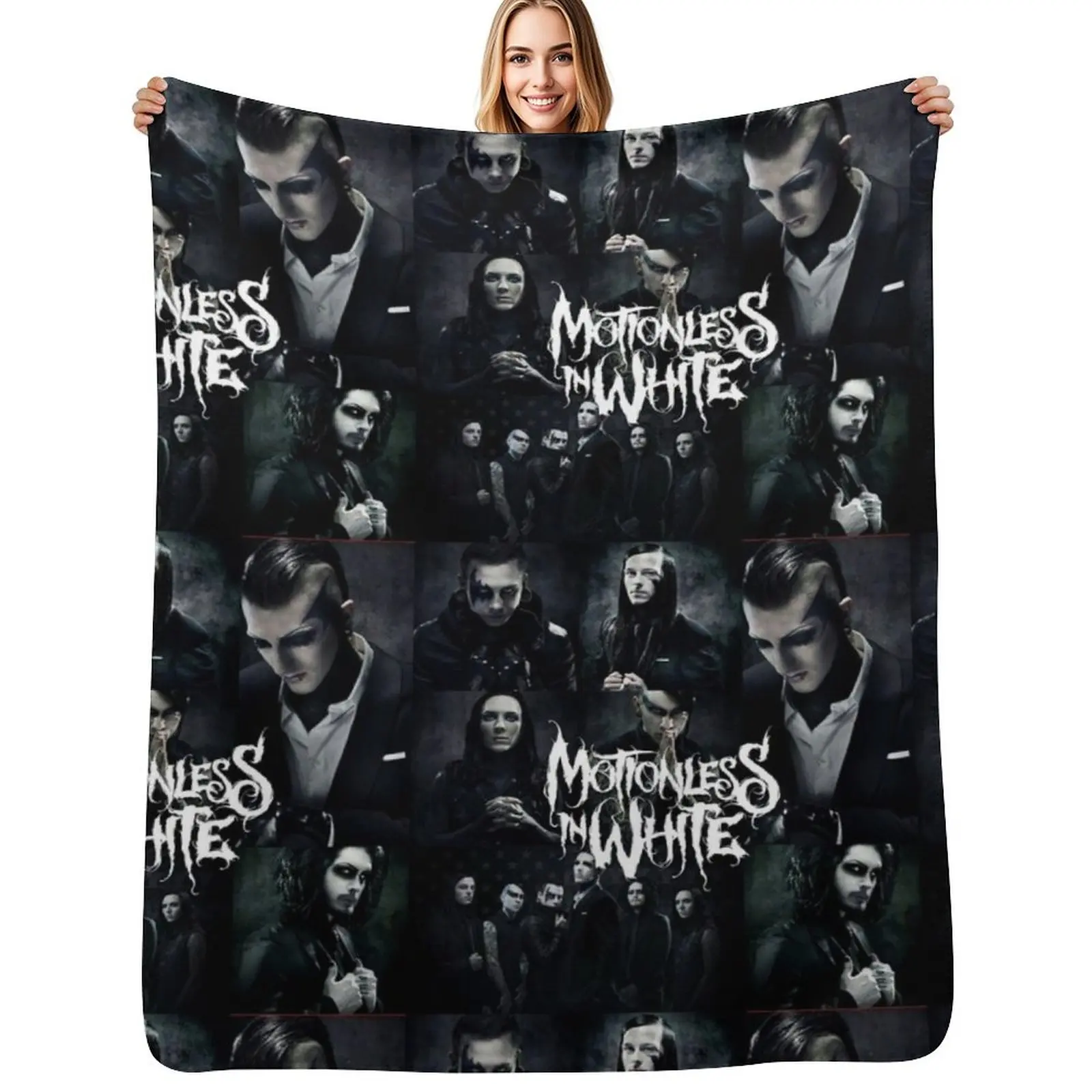 

THE MEMBERS OF MOTIONLESS IN WHITE Throw Blanket Soft Plush Plaid valentine gift ideas Soft bed plaid Blankets